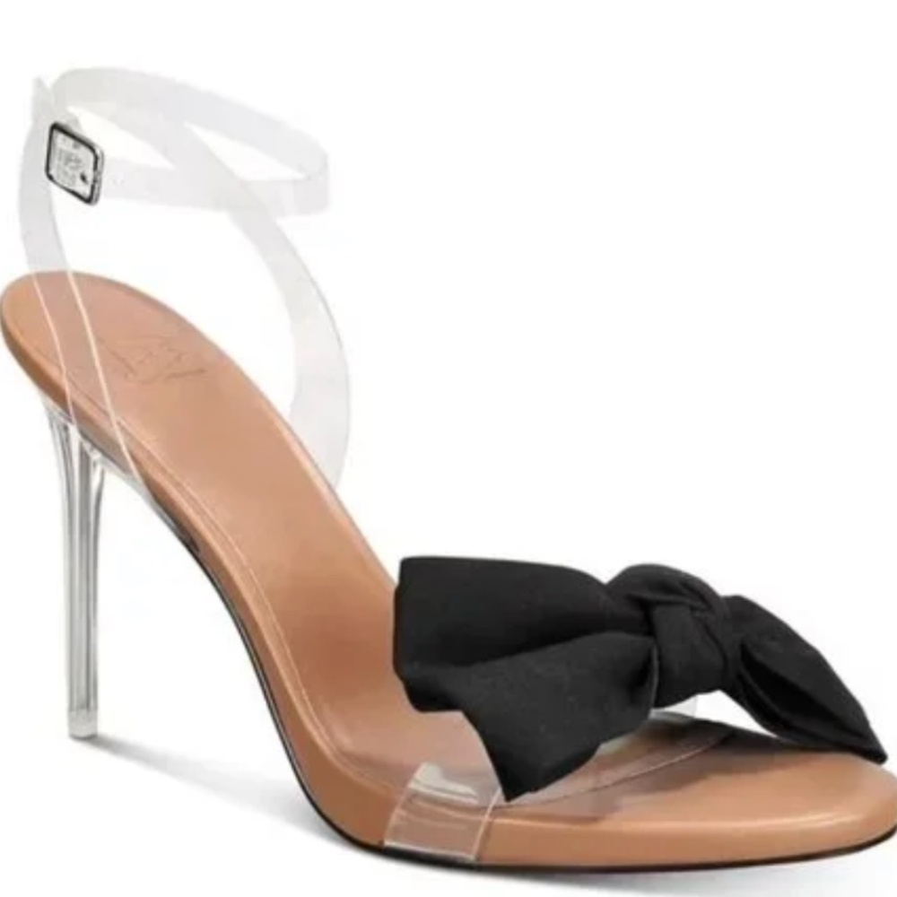 AAJ BY AMINAH Women's Yahira Lucite Heel Bow Dress Sandals (Size 11)